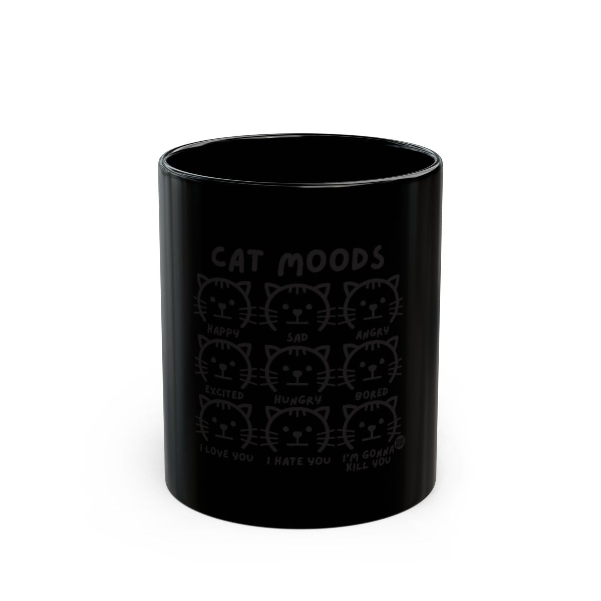Funny Cat Moods Black Coffee Mug for Cat Lovers