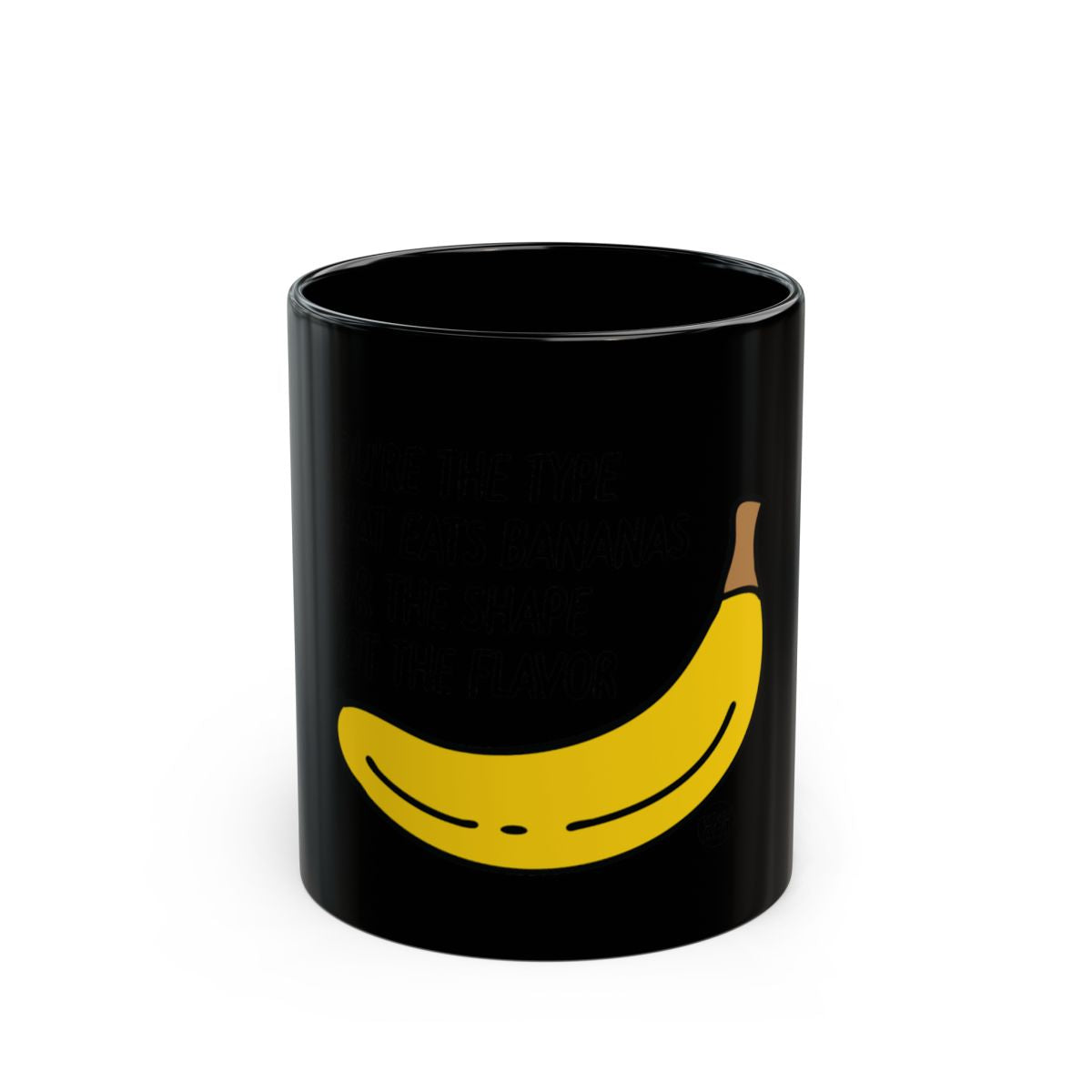 Black Ceramic Mug with Banana Graphic Design