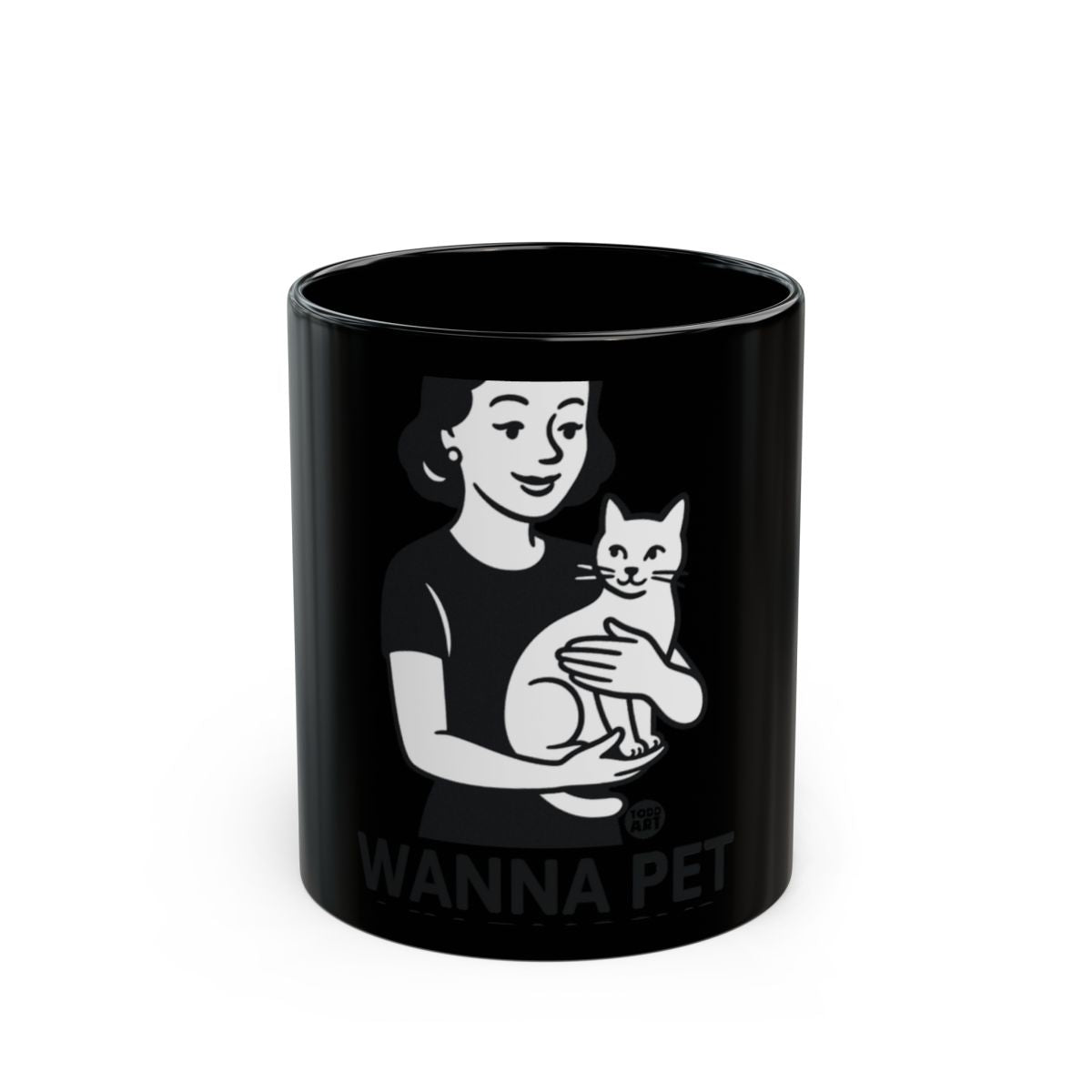 Wanna Pet with Woman Holding Cat Design Mug