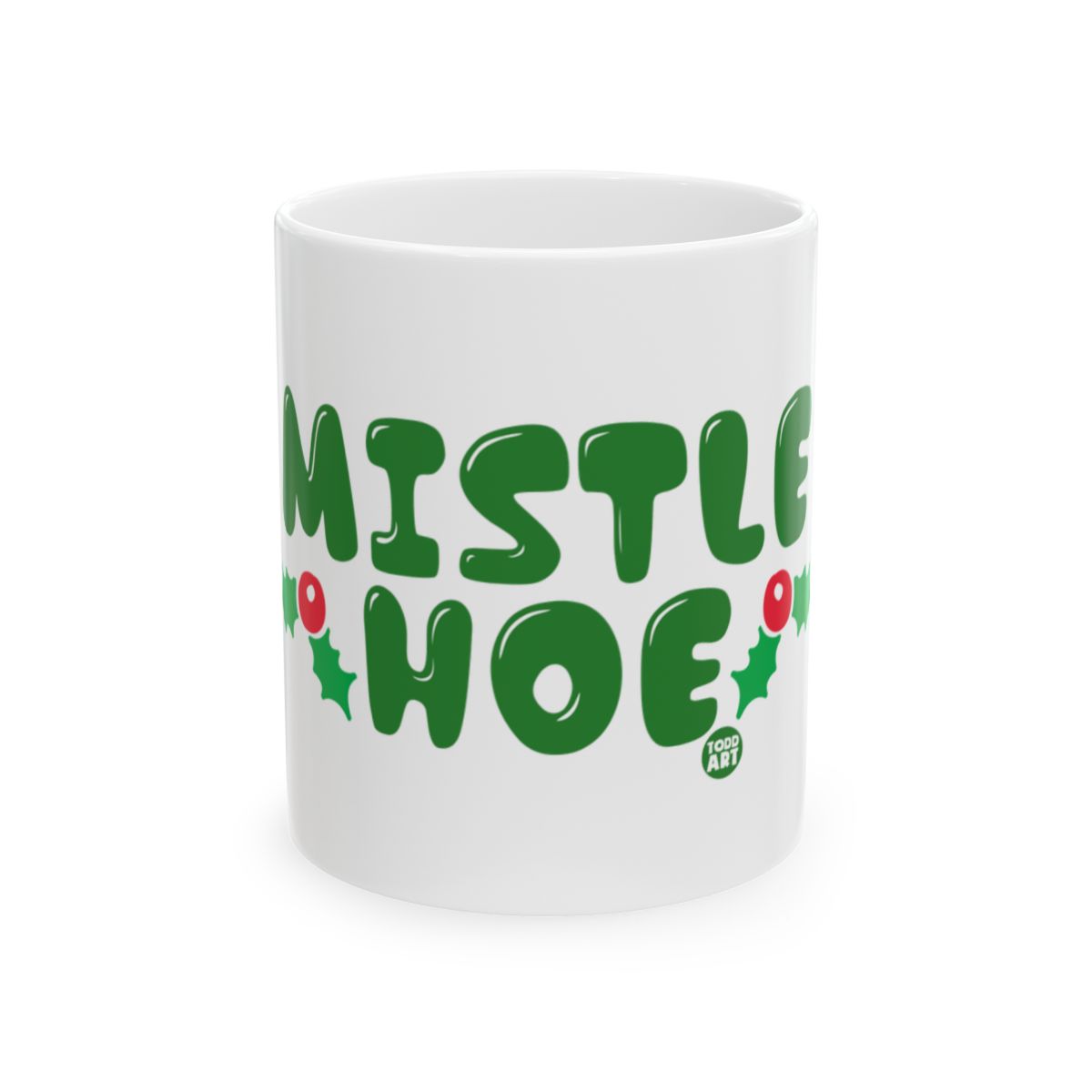Festive Mistletoe Christmas Holiday Mug with Cheerful Text