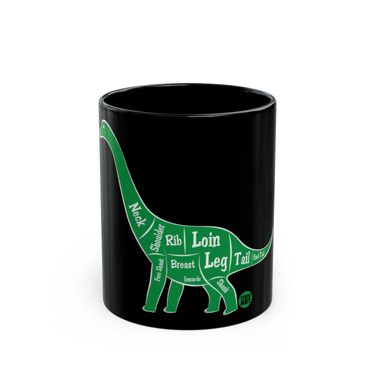 Dinosaur Butcher Chart Black Mug for Dinosaur Lovers
