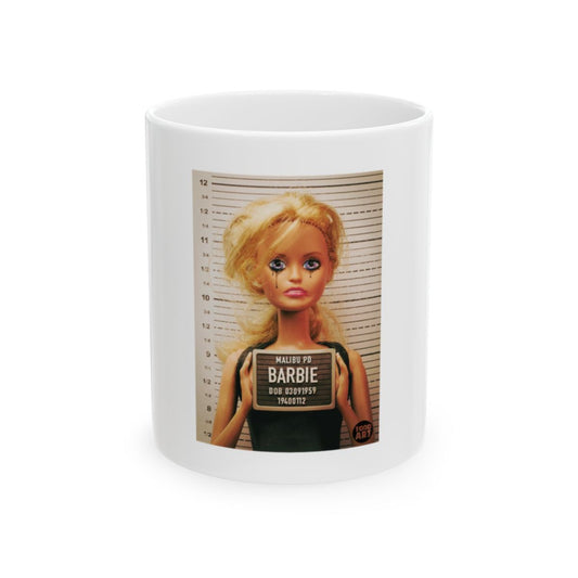 Quirky Barbie Mugshot Mug Funny Mug Designs