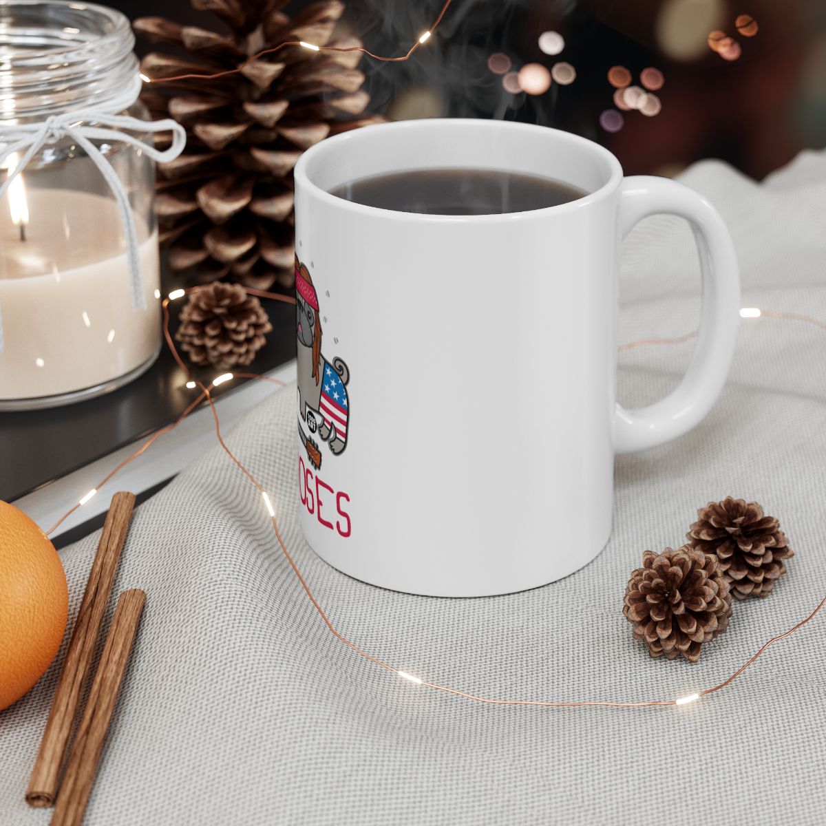 Festive Hot Beverage Mug with Cozy Holiday Scene