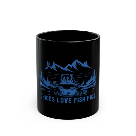 Chicks Love Fish Pics Black Coffee Mug Product