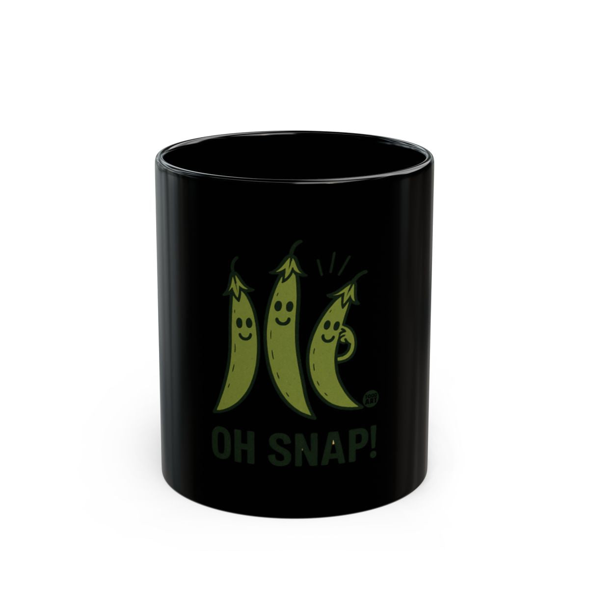 Oh Snap Peas Black Coffee Mug Fun Kitchen Gift