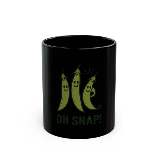 Oh Snap Peas Black Coffee Mug Fun Kitchen Gift