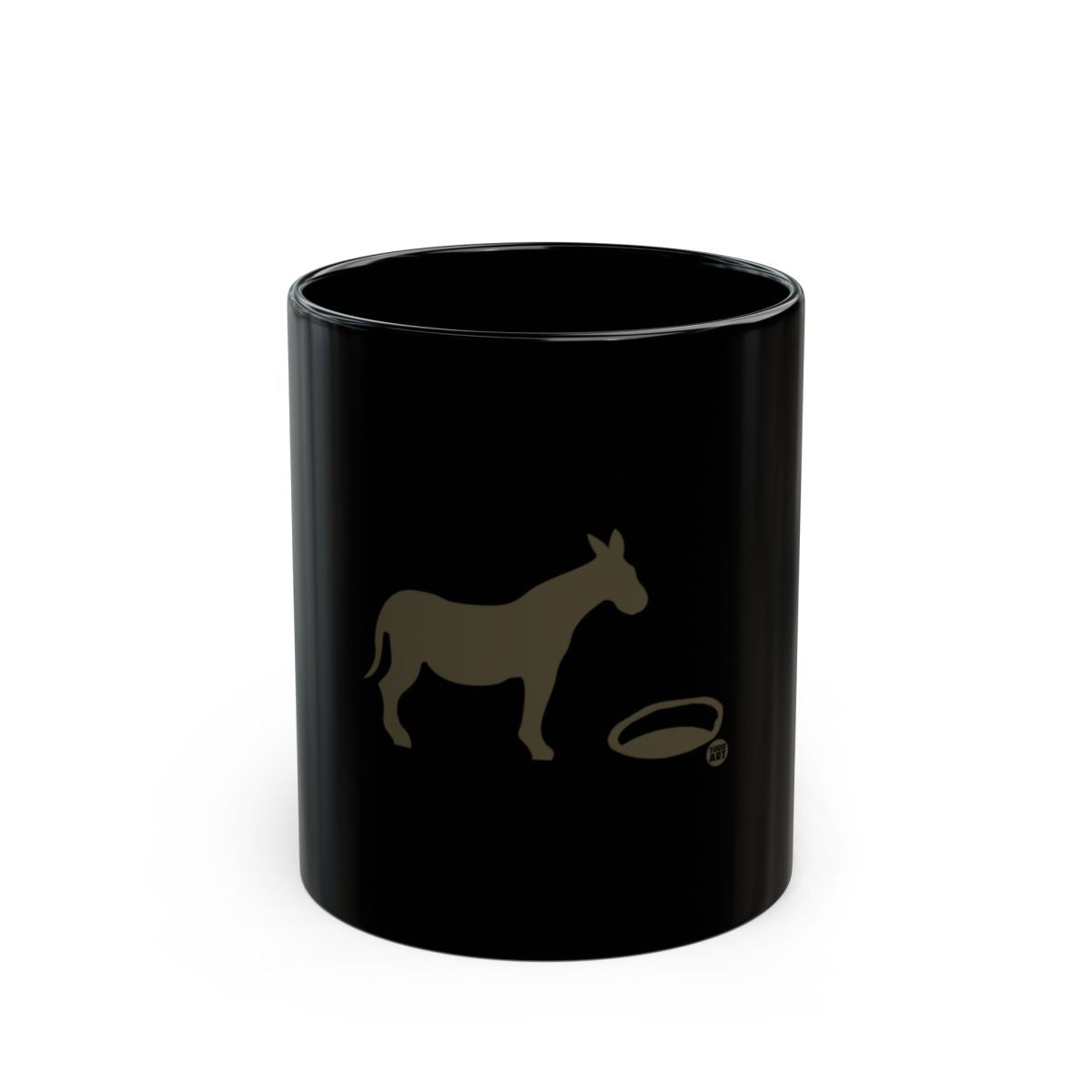 Funny Donkey with a Halo Print Black Coffee Mug