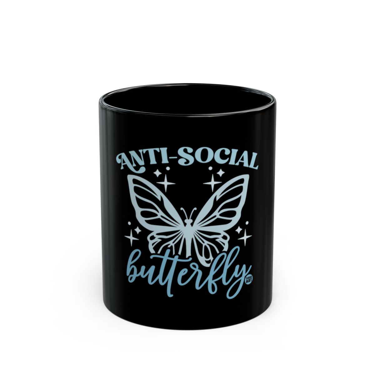 Anti-Social Butterfly Printed Design On Black Mug