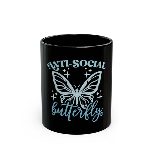 Anti-Social Butterfly Printed Design On Black Mug