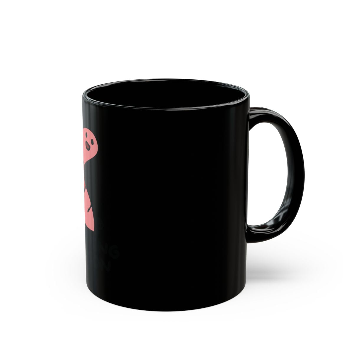 Haunted Pink Boo Ghost Graphic Black Coffee Mug