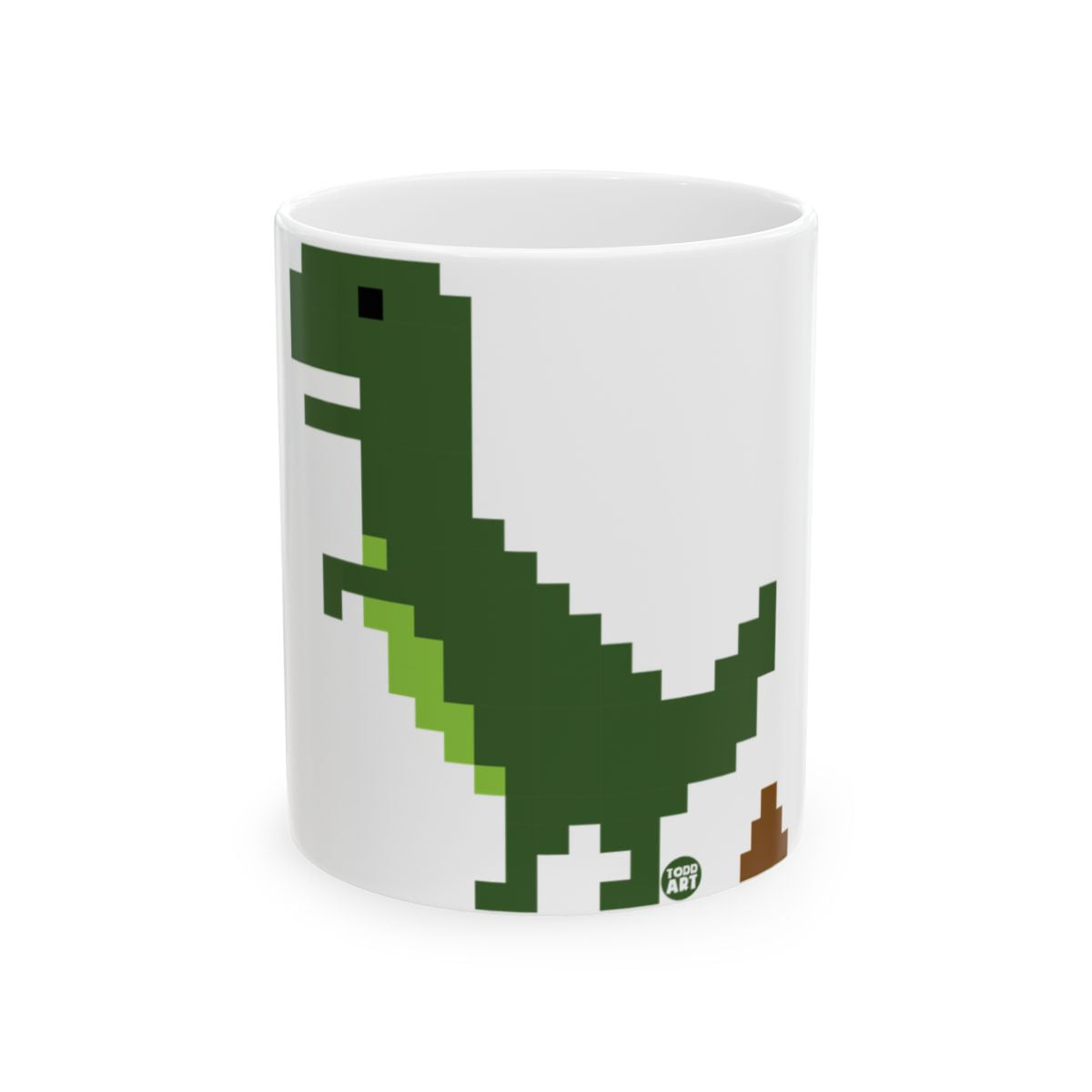 Pixelated Dinosaur Design White Coffee Mug