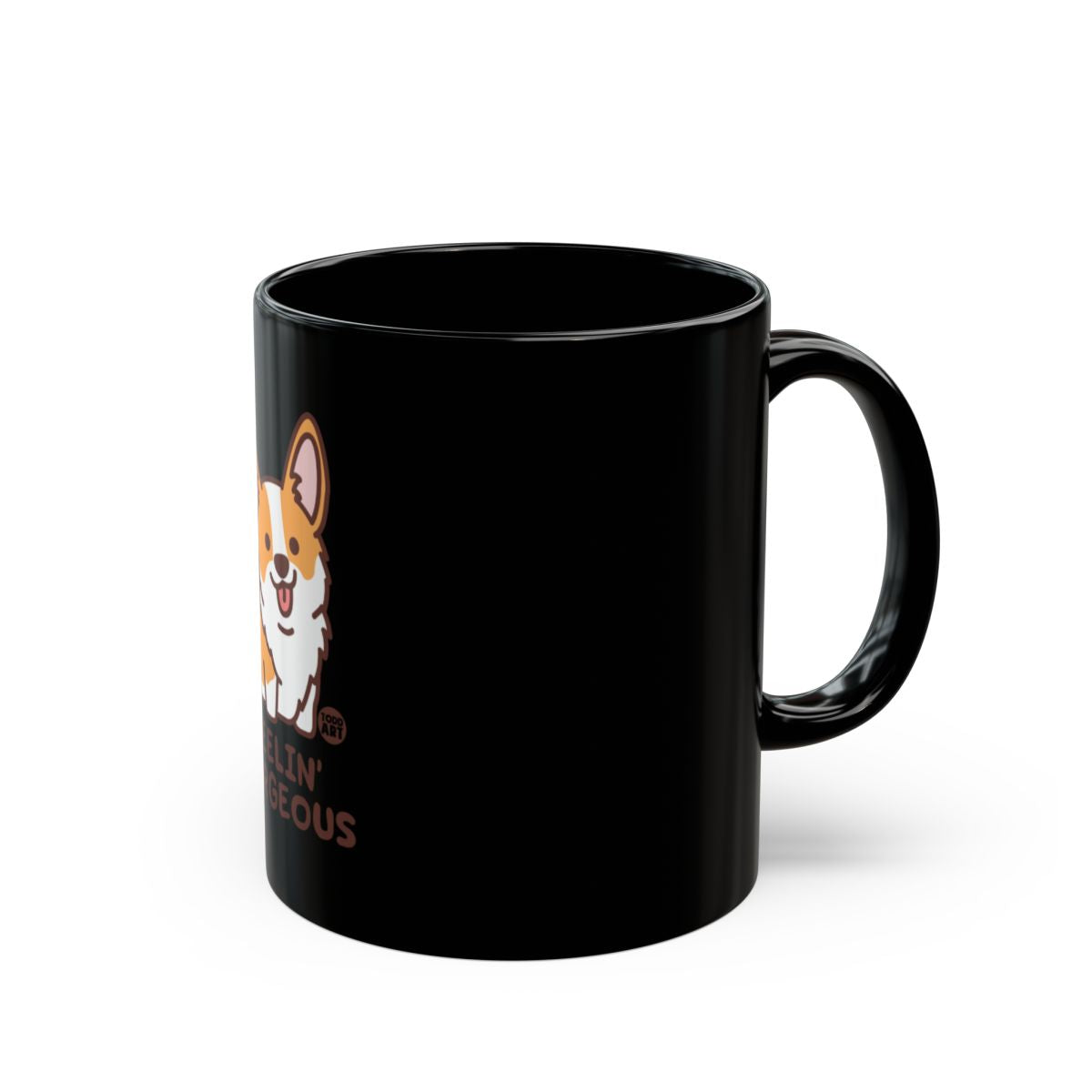 Adorable Corgi Design Black Coffee Mug for Corgi Lovers