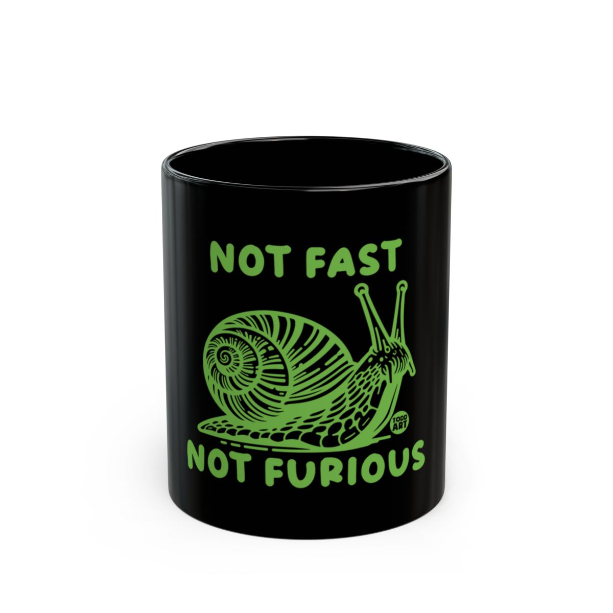 Not Fast Not Furious Snail Print Black Coffee Mug