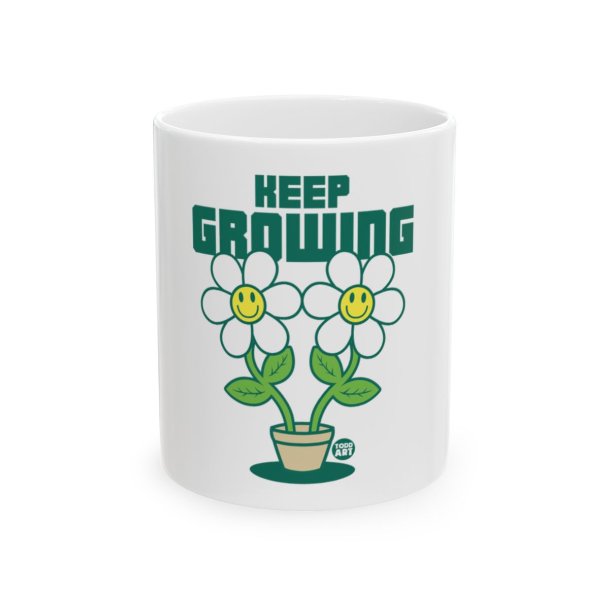 Keep Growing Smiley Face Flower Artwork Mug