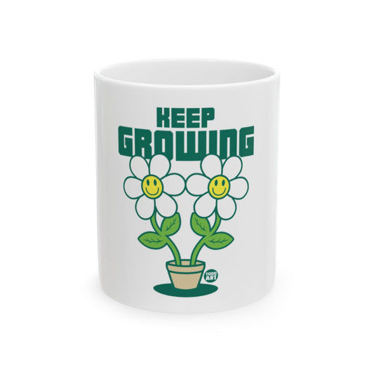 Keep Growing Smiley Face Flower Artwork Mug