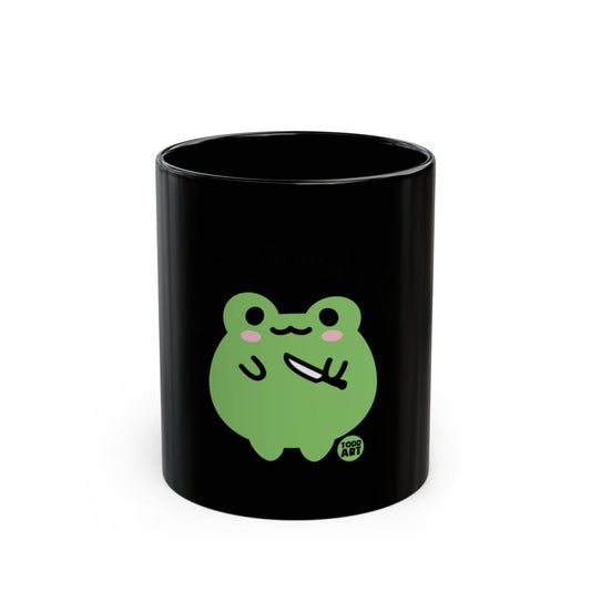 Adorable Green Frog Black Coffee Mug