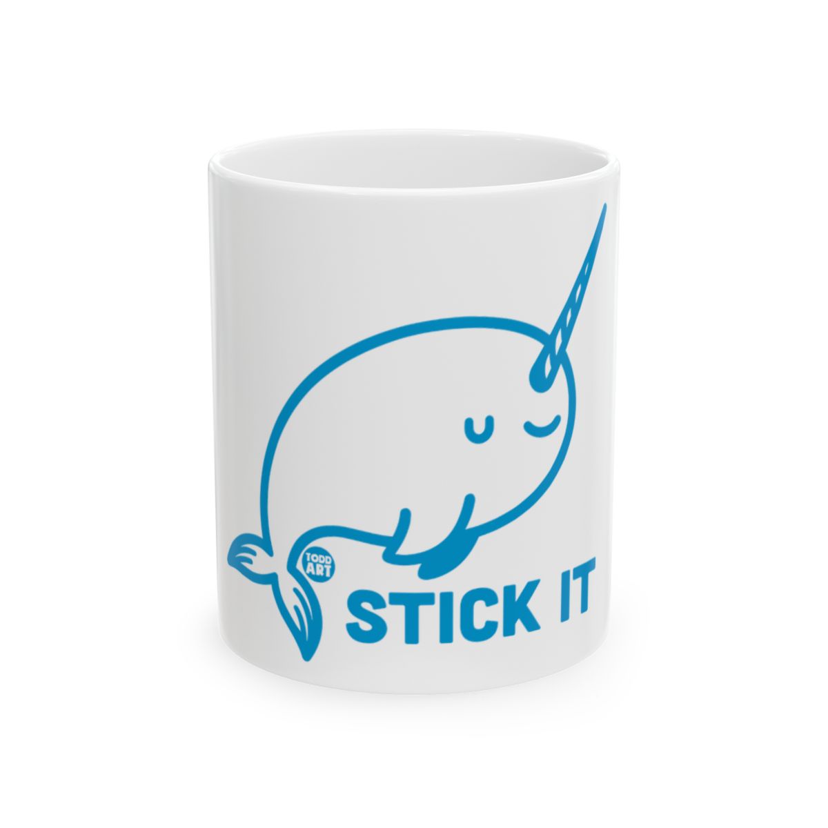 Funny Stick It Narwhal Blue Printed Mug Product