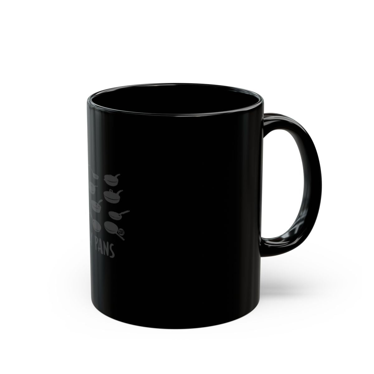 Stylish Black Mug with Detailed Pan Design