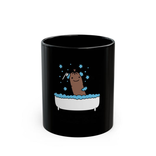 Cute Bathtub Snack Themed Graphic Black Mug