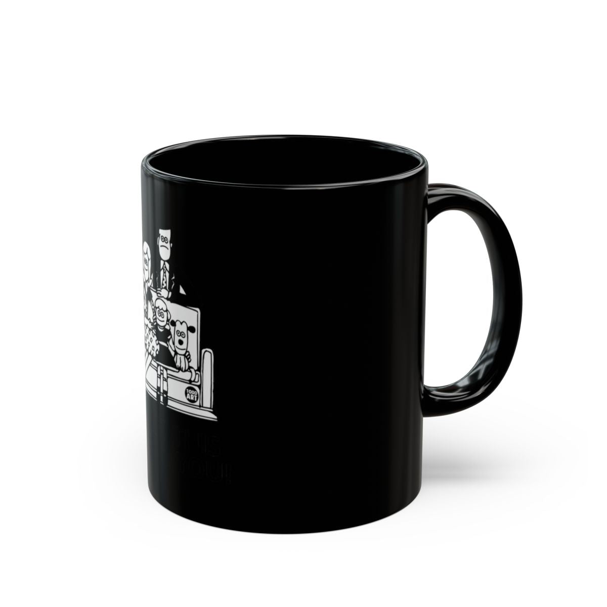 Unique Black Mug with Fun Graphic Design