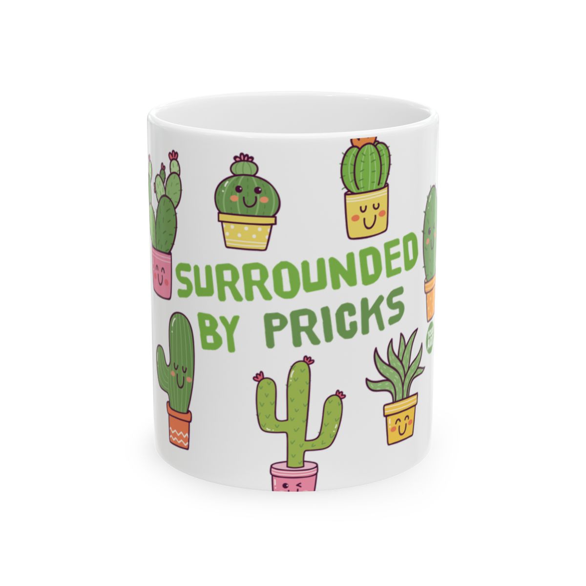 Surrounded By Pricks Cute Cactus Print Mug