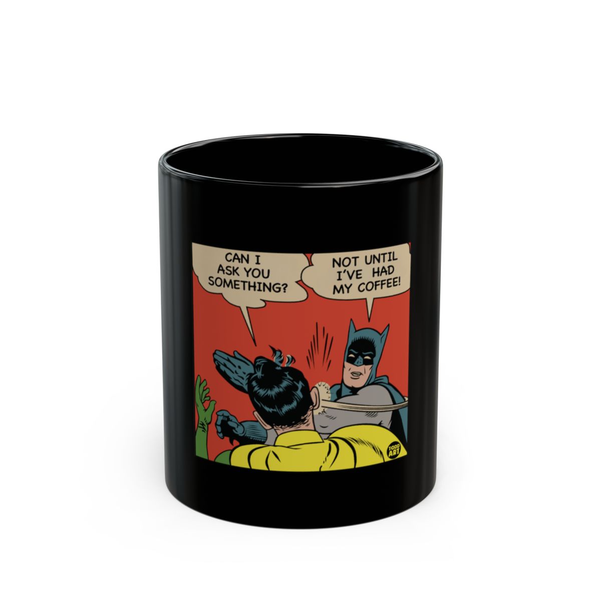 Batman and Robin Coffee Comic Black Mug