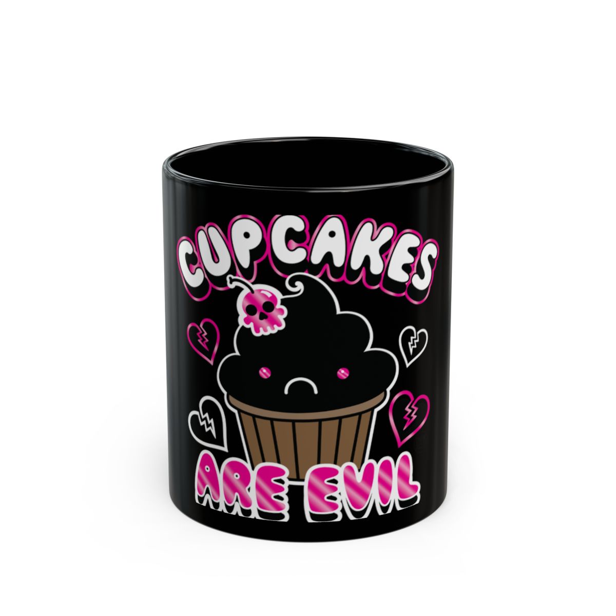 Funny Cupcakes Are Evil Black Coffee Mug