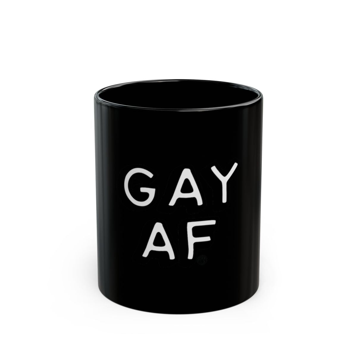 Black Mug with Bold Gay AF Text Design Mug