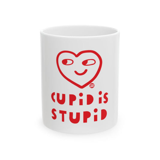 Cupid Is Stupid Mug with Funny Heart Design