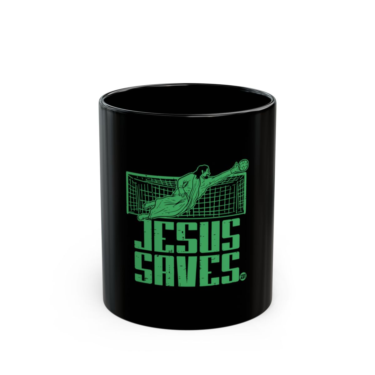 Jesus Saves Graphic Print Black Mug Product