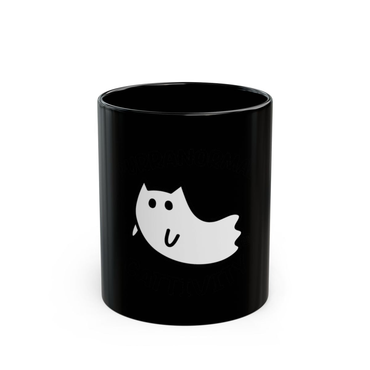 Cute Ghost Design on Black Coffee Mug