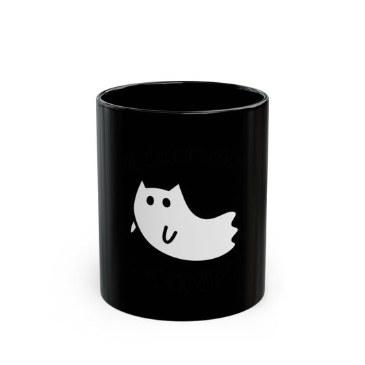 Cute Ghost Design on Black Coffee Mug
