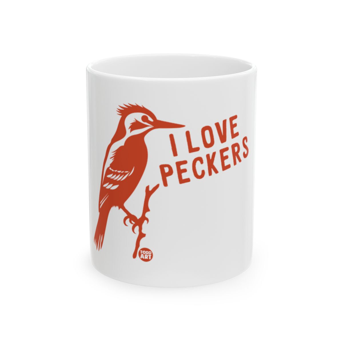 I Love Peckers Bird Design on White Coffee Mug