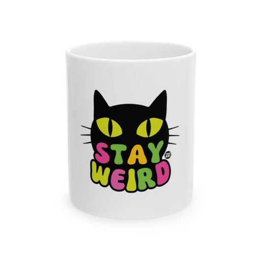Stay Weird Black Cat with Yellow Eyes Mug