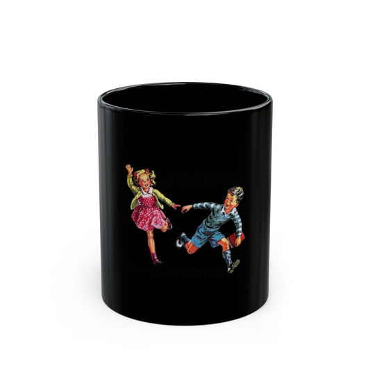Vintage Children Artwork Black Mug 11oz