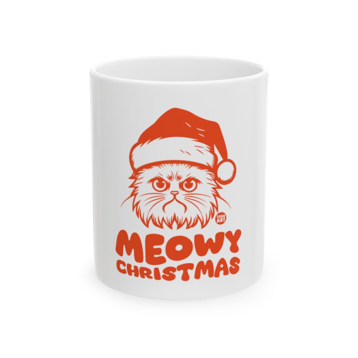 Meowy Christmas Santa Cat White Coffee Mug Product