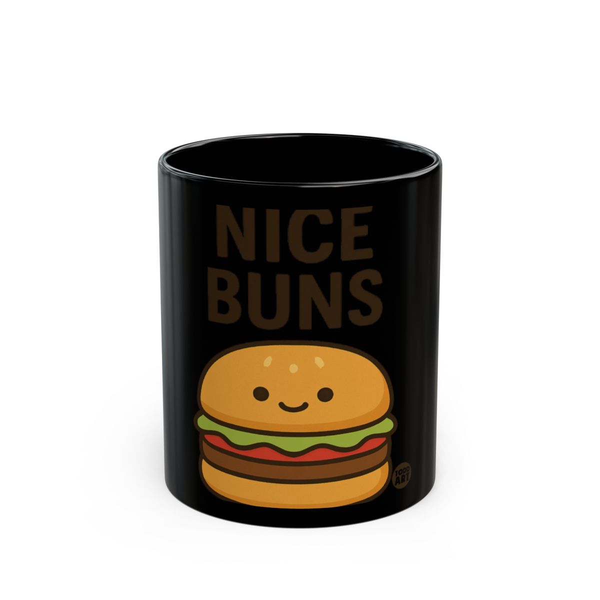 Nice Buns Burger Design on Black Ceramic Mug