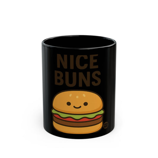 Nice Buns Burger Design on Black Ceramic Mug
