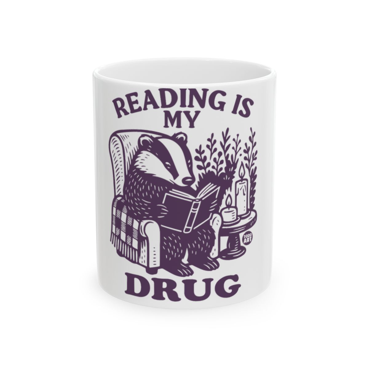 Reading Is My Drug Mug with Relaxing Badger Design