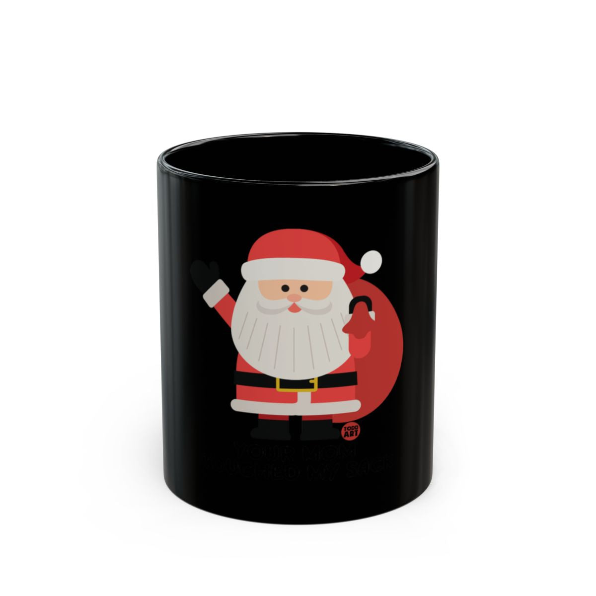 Festive Santa Claus Graphic Black Mug for Christmas
