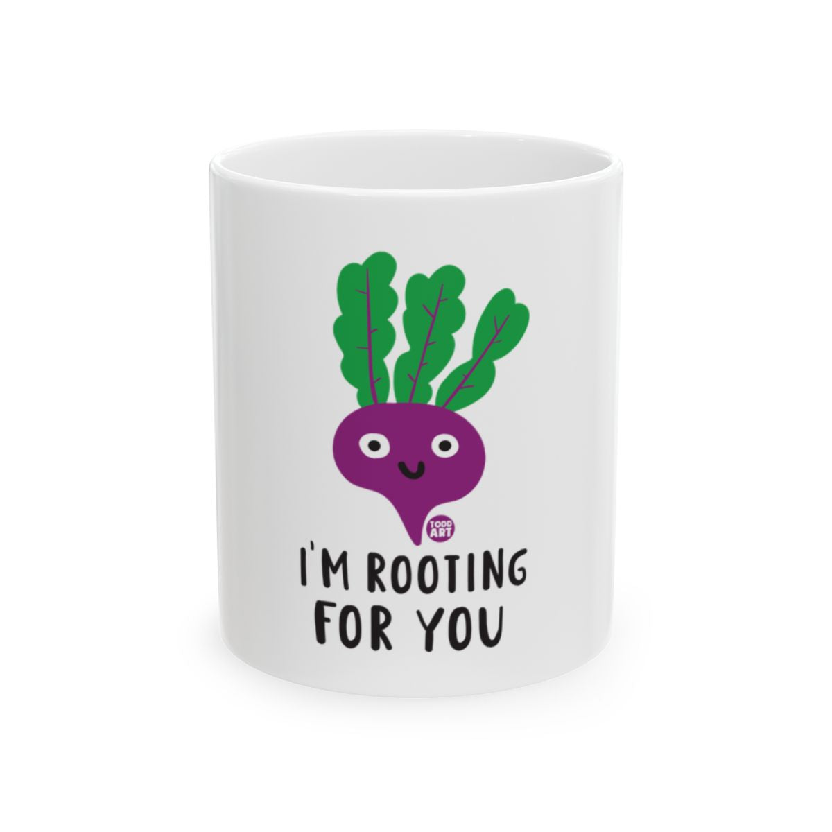 I'm Rooting For You Mug Cup with Cartoon Beet Design