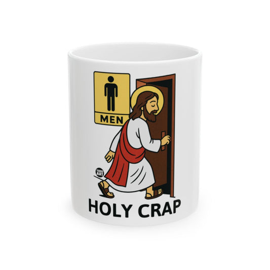 Humorous Jesus Holy Crap Bathroom Scene Mug